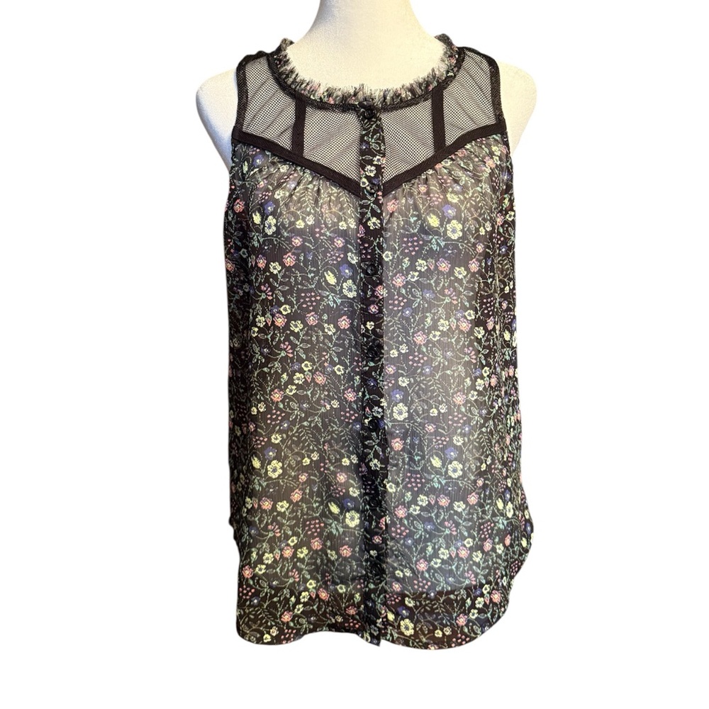 Princess Vera Wang Black Sleeveless Floral Tank Top-S